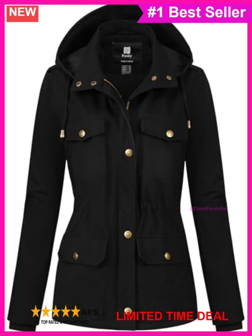 Women's Cotton Anorak Lightweight Military Jacket Warm Utility Coat